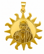 Sai Baba Gold Sun Pendant | 36mm | Brass Stainless Steel | Glossy Gold | Men’s Locket | Everyday Wear