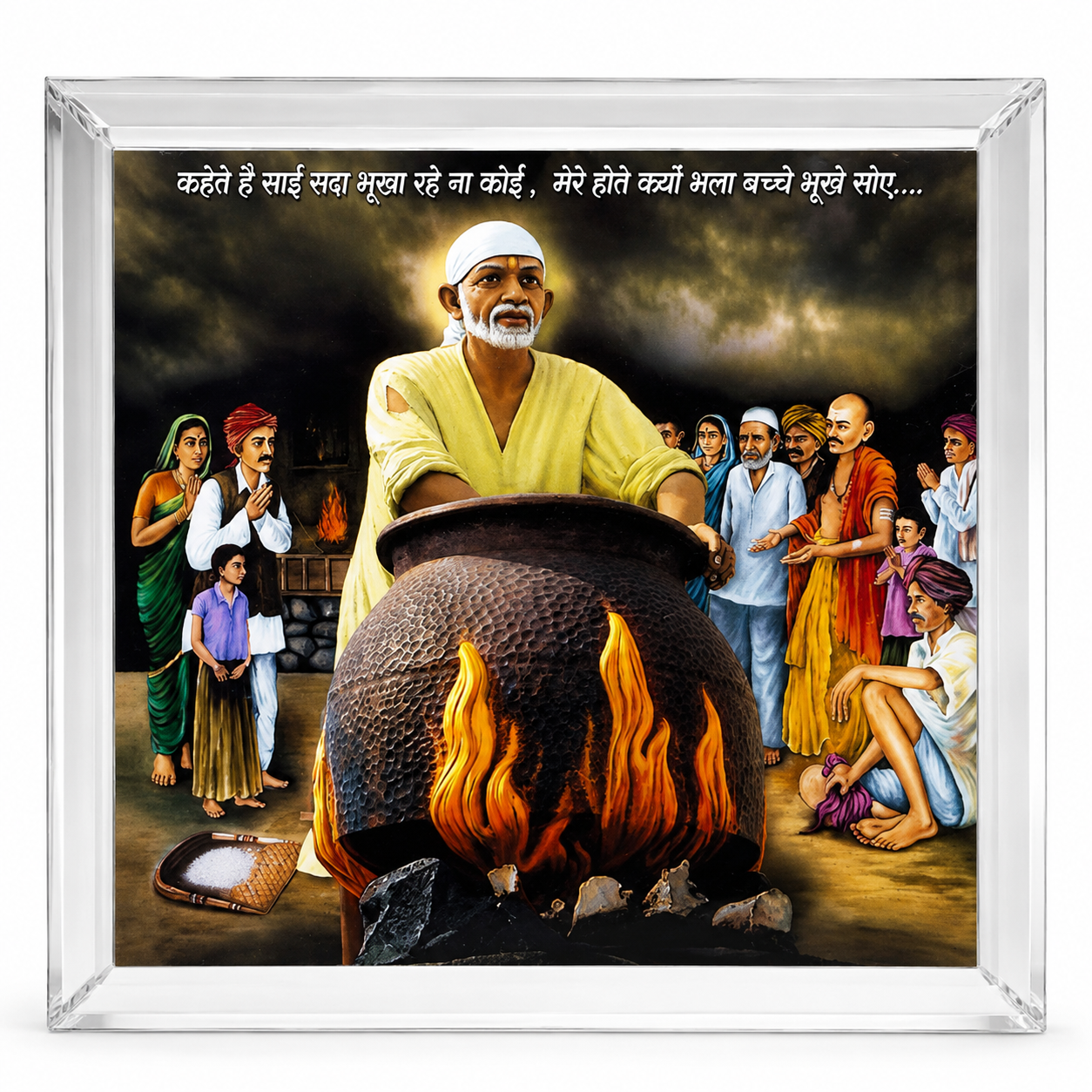 Sai Baba Handi Cooking Idol | Acrylic Showpiece | Car Dashboard Home & Office Decor | Multicolour | Divine Blessings