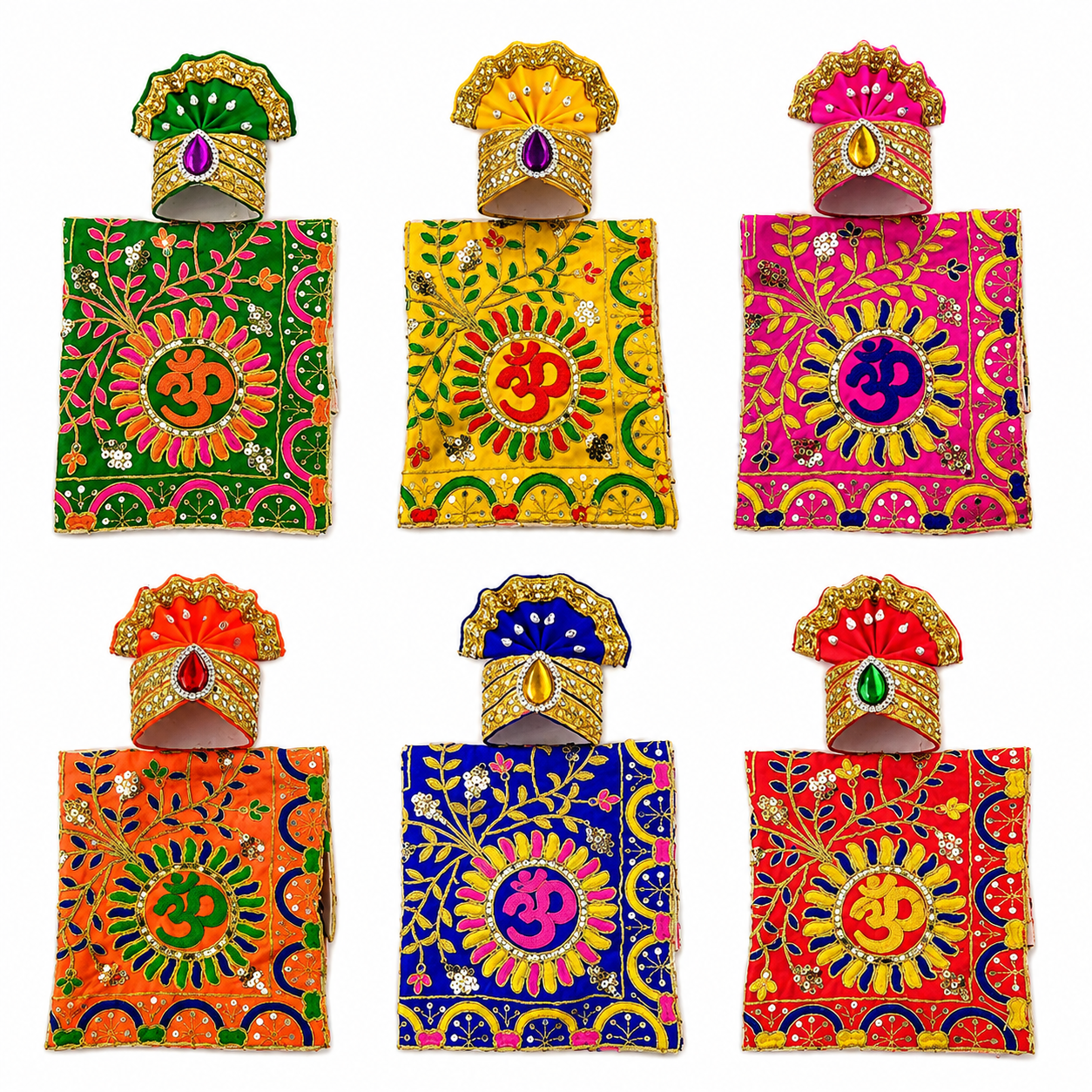 Sai Baba Idol Dress Vastra Shawl | Pack of 6 | For 18 Inch (No. 6) Idol | With Turban | Velcro Lock