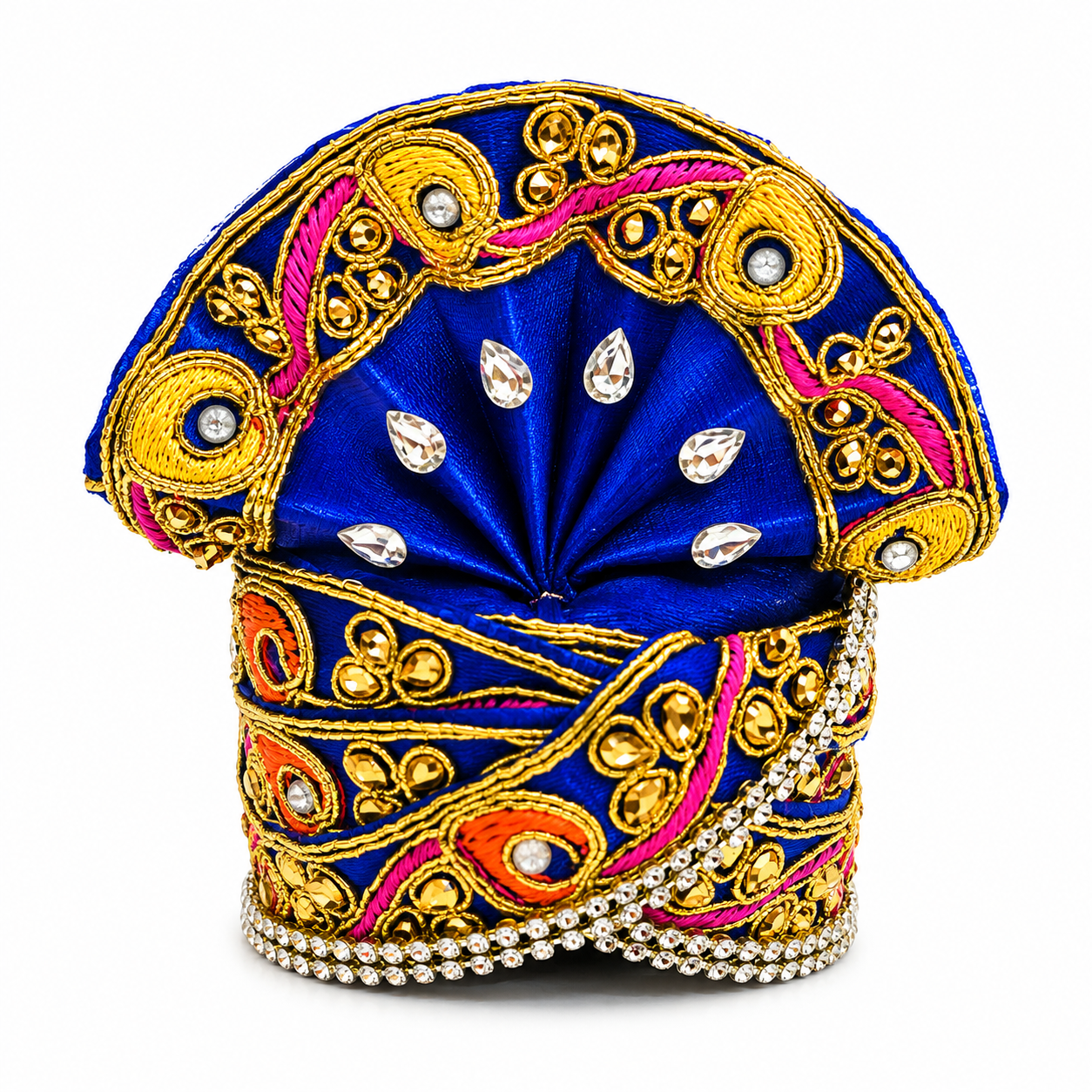 Sai Baba Pagdi Mukut | Size 4A | Pack of 6 | Multicolour | Diamond Stone Work | For Sai Baba, Krishna & Deity Idols