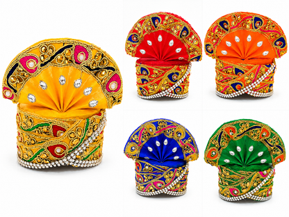 Sai Baba Pagdi Mukut | Size 4A | Pack of 6 | Multicolour | Diamond Stone Work | For Sai Baba, Krishna & Deity Idols