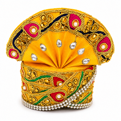 Sai Baba Pagdi Mukut | Size 7A | Pack of 6 | Multicolour | Diamond Stone Work | For Sai Baba, Krishna & Deity Idols