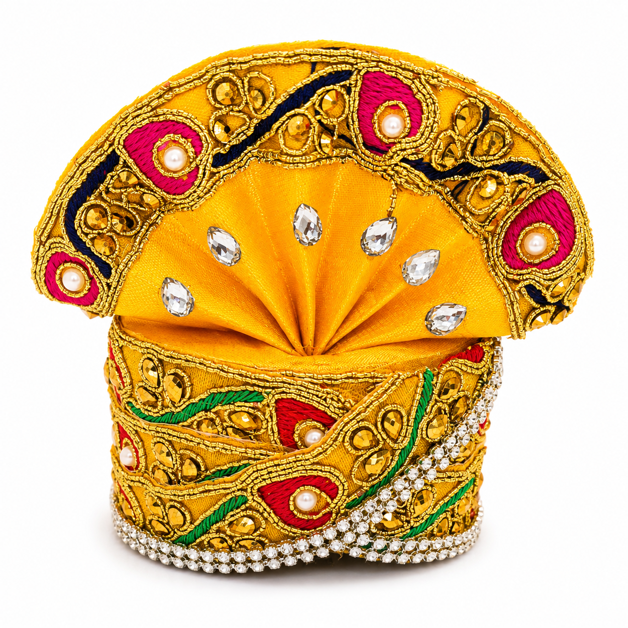 Sai Baba Pagdi Mukut | Size 4A | Pack of 6 | Multicolour | Diamond Stone Work | For Sai Baba, Krishna & Deity Idols