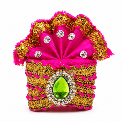 Sai Baba Pagdi Mukut | Size 5A | Pack of 6 | Multicolour | Diamond Stone Work | For Sai Baba, Krishna & Deity Idols