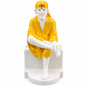 Sai Baba Premium Marble Idol | 7.5 Inch | Vibrant Yellow & Gold Trim | Hand-Painted | High Glossy | Home Mandir & Office