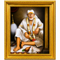 Sai Baba Samadhi Framed Wall Painting | Photo Lamination | Wood Matte Gold Frame | 10x12 Inch | Home Decor