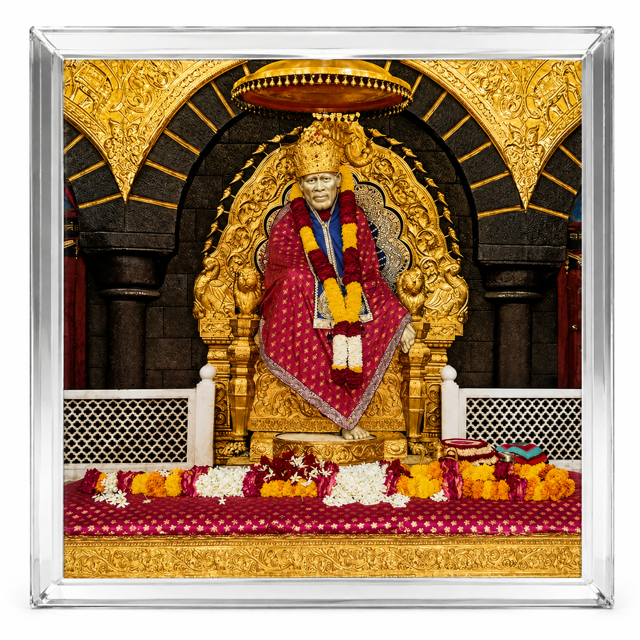 Sai Baba Samadhi Idol | Acrylic Showpiece | Car Dashboard Home & Office Decor | Multicolour | Divine Blessings