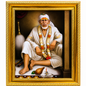 Sai Baba Shirdi Sainath Photo Frame | Dwarkamai | 6x8 Inch | Wood Lamination | Matte Gold | Antique Style | Wall Painting