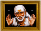 Sai Baba Shirdi Sainath Photo Frame | 2 Hand Sai | 6x8 Inch | Wood Lamination | Matte Gold | Antique Style | Wall Painting