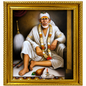 Sai Baba Shirdi Sainath Photo Frame | Dwarkamai | 10x12 Inch | Wood Lamination | Matte Gold | Antique Style | Wall Painting