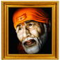 Sai Baba Shirdi Sainath Photo Frame | Face | 6x8 Inch | Wood Lamination | Matte Gold | Antique Style | Wall Painting