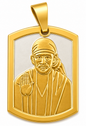 Sai Baba Two Tone Gold Half Round Pendant | 28mm | Brass Stainless Steel | Glossy | Men | Everyday Wear | Never Loses Colour