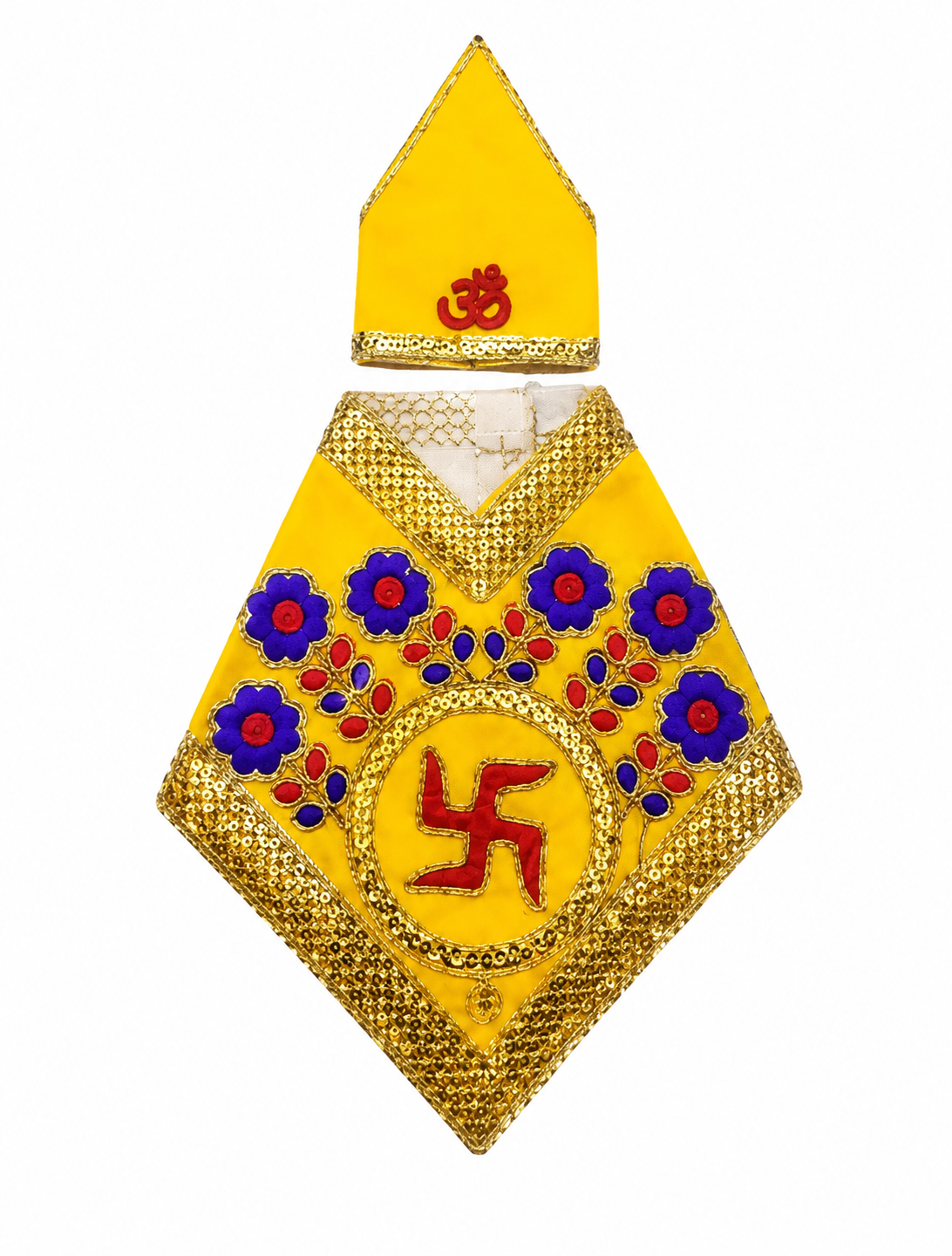 Sai Baba Velvet Dress Set | Pack of 7 | Om Printed Handcrafted | For 4.5 Inch Idol | Multicolour Vastra Poshak