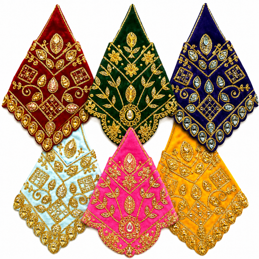 Sai Baba Velvet Dress with Hand Embroidery | 12 Colours | Washable | Sizes No. 0 to 6 | Golden Thread Work Vastra Poshak