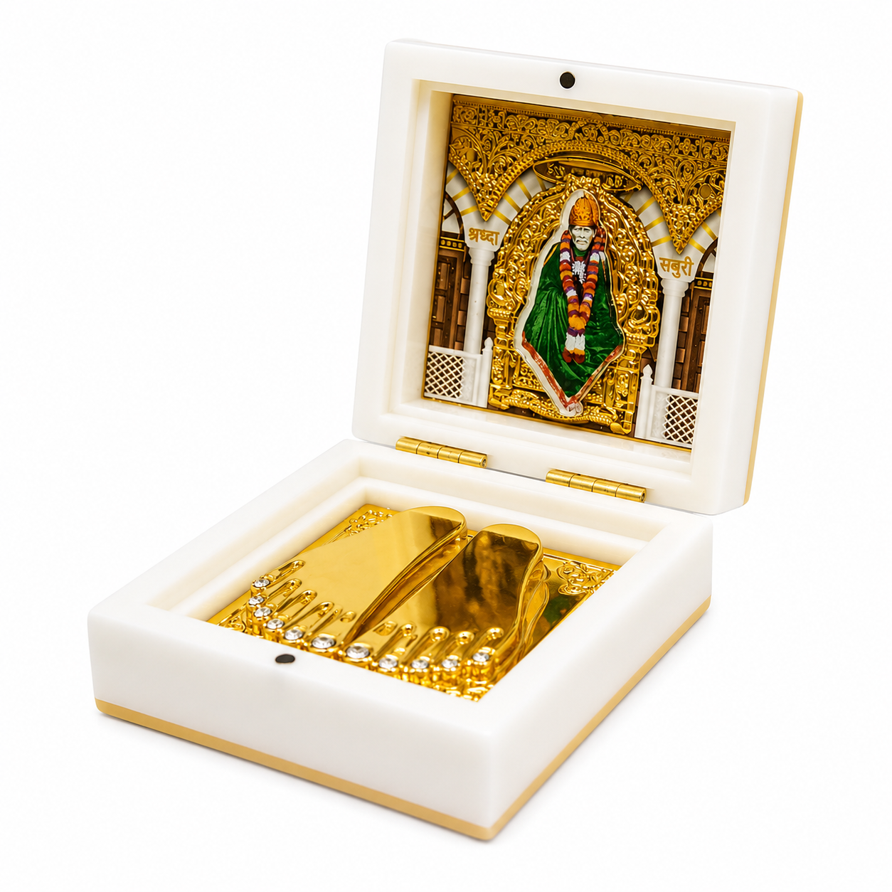 Sai Baba Charan Darshan Paduks White Box