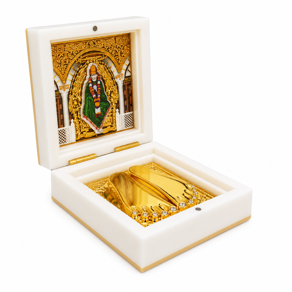 Sai Baba Charan Darshan Paduks White Box