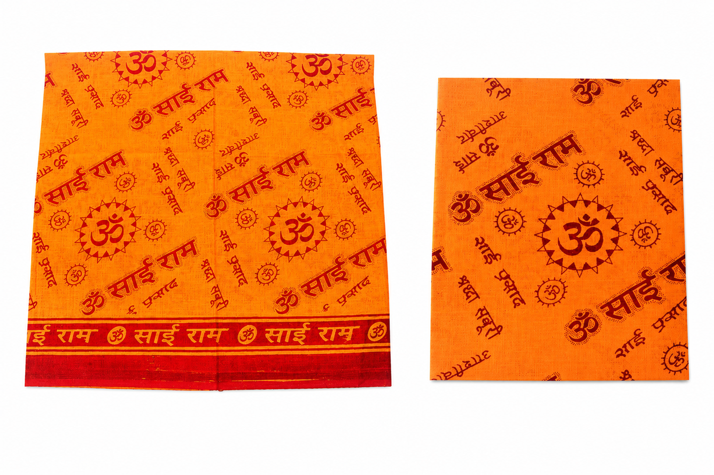 Sai Ram Cotton Shawl | 64x32 Inch | Light Orange | Om Sai Ram Print | Meditation & Pooja