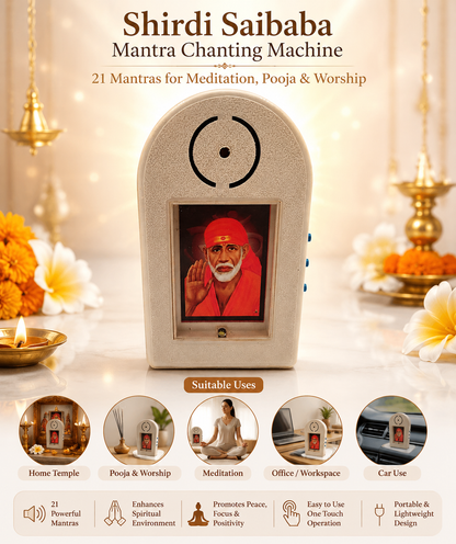 Shirdi Saibaba Mantra Chanting Machine Box with 21 Mantras for Meditation, Pooja & Worship