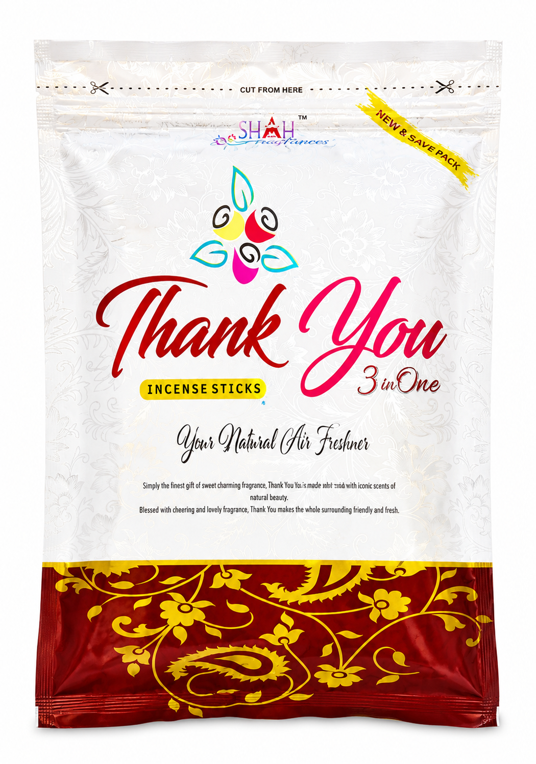 Shah Fragrance Thank You 3 in 1 Premium Incense Sticks | 440 GM | Long Lasting | Full Peace of Mind | Pooja
