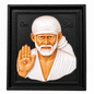Shirdi Sai Baba 3D Photo Frame | 8x10 Inch | White | Antique Resin | Wall Mount | Home Temple Decor & Gift