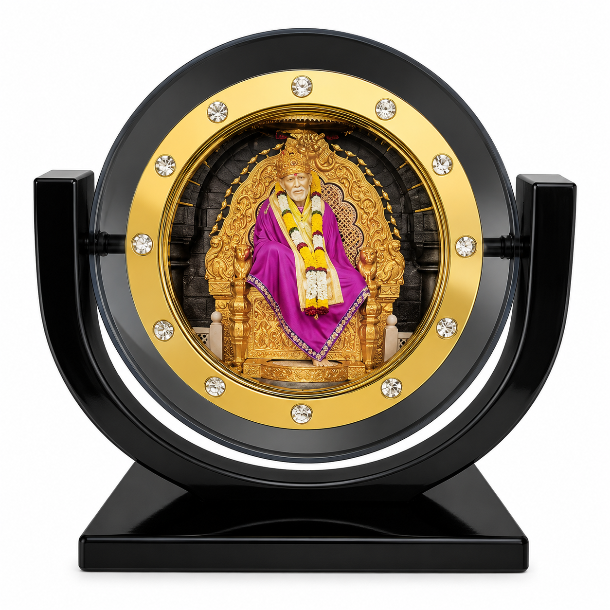 Shirdi Sai Baba Car Dashboard Idol | Stoneware | Multicolour | 10x10 CM | Home Temple & Premium Gift