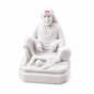 Shirdi Sai Baba Dwarkamai Sitting Idol | 7 Inch | White Marble Finish | Premium Home Mandir