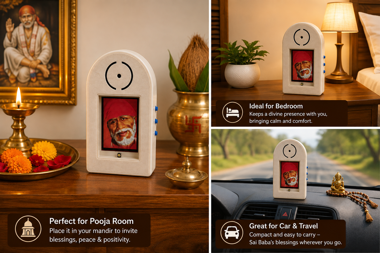 Shirdi Sai Baba Mantra Chanting Machine | Red | 21 Sacred Mantras | 150 GM | Meditation Pooja Worship