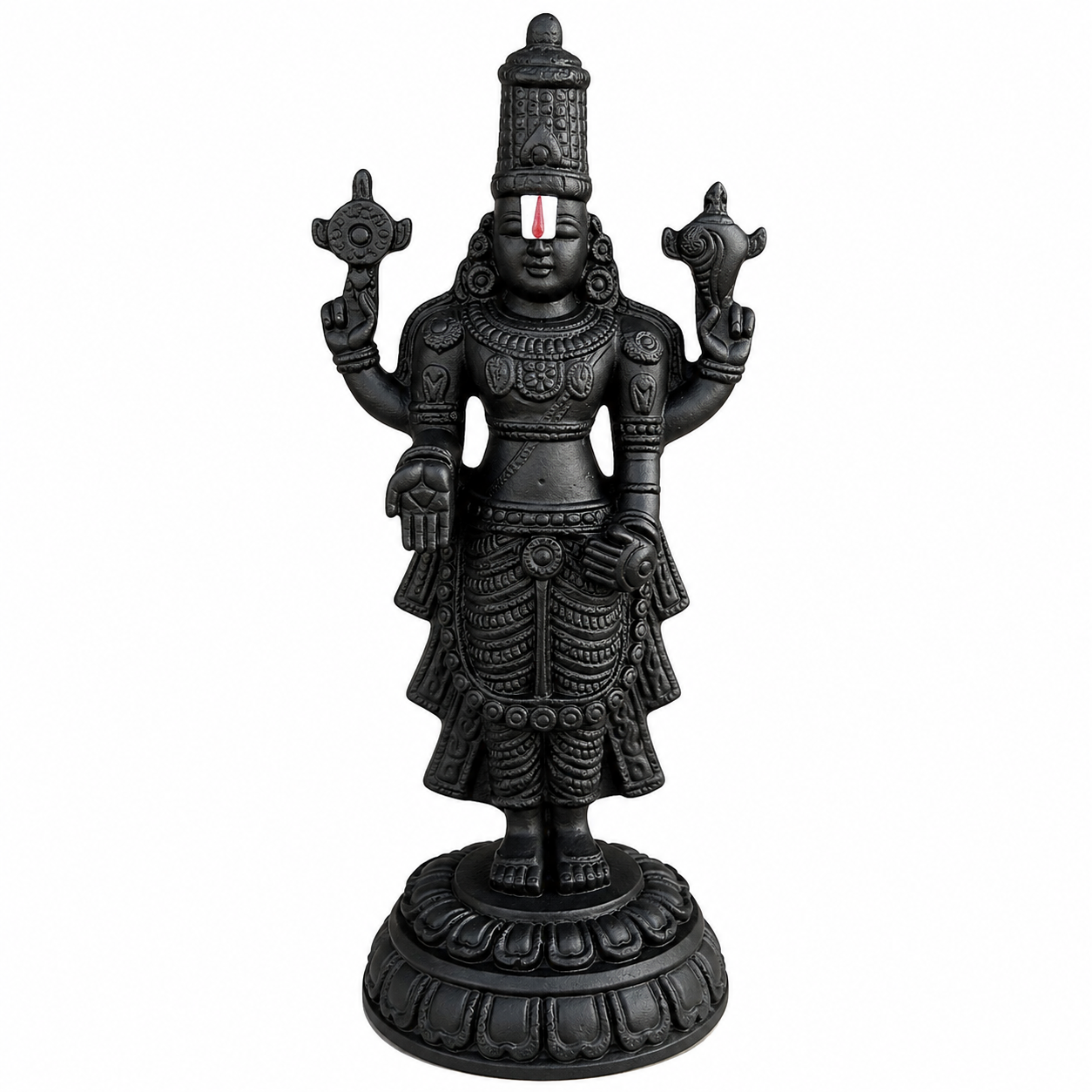 Tirupati Balaji Venkateswara Swamy Idol | Black Marble | 20cm | Gold Finish | Pooja Room, Car Dashboard & Temple | Traditional