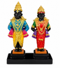 Vitthal Rukmini Idol | Stoneware | Gold Glossy | 5.5 Inch Big Size | Home Temple Pooja | Diwali & Pandharpur Gift