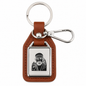Sai Baba Blessings Brown Leather Keychain | Devotional Protection Gift